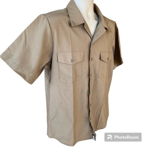 US Navy Authentic SU Service Uniform Button Front Shirt Mens L Officer Enlisted - Picture 3 of 9